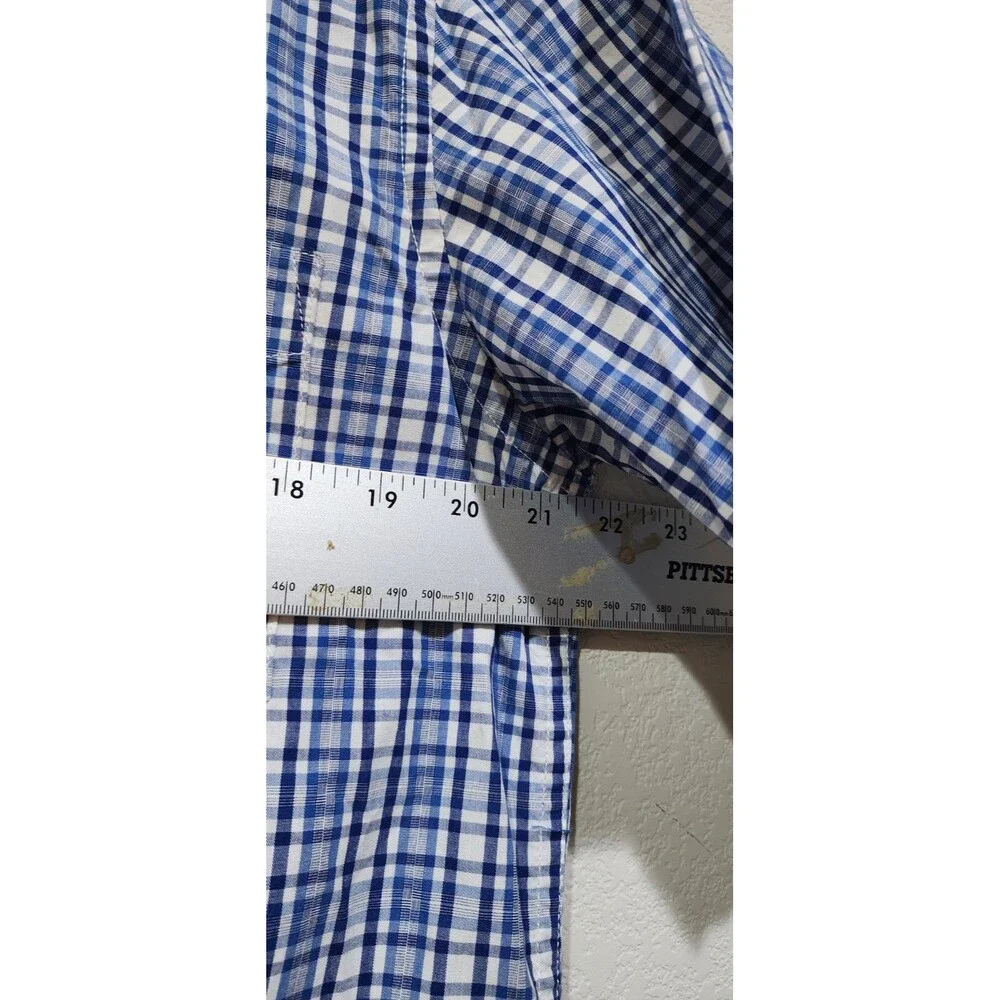 Club Room Men's Size S Multicolor Plaid Shirt Blue Green Cotton Short Sleeve